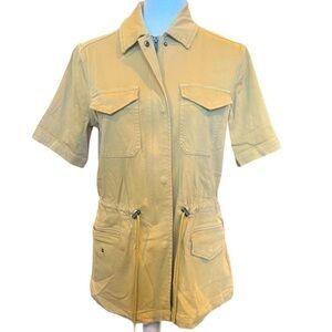 Liverpool Short Sleeve Chore Coat Cargo Jacket Sz Small Mustard Yellow Coverall